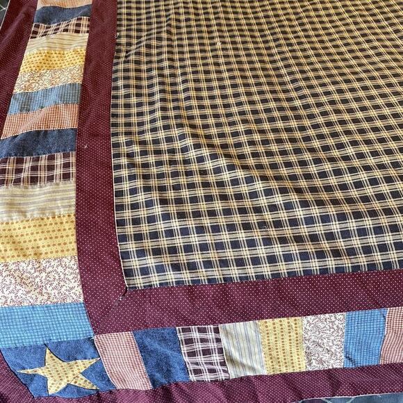 VTG 80s Patchwork Trow Blanket Country FarmHouse Cottage For Sofa Chair 69x51” - Picture 1 of 6